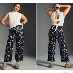 Anthropologie The Colette Floral Linen Blend Pants